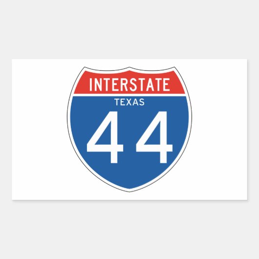 州間標識44 -テキサス州 長方形シール (正面)