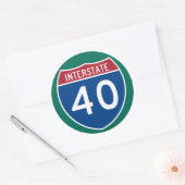 州間40(I-40)ハイウェイ標識(6/20のパック) ラウンドシール (封筒)