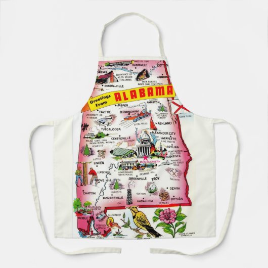 州・オブ・アラバマヴィンテージマップ エプロン (正面)