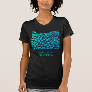 州・オブ・オレゴン・シルエットハート&ホームタウン Tシャツ