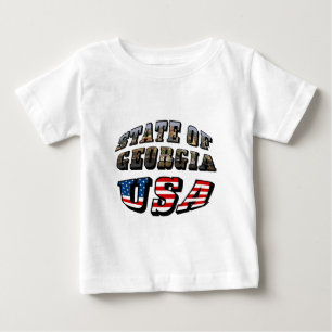 州・オブ・グルジアと米国国旗の文字 ベビーTシャツ