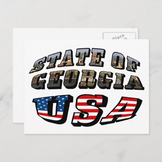 州・オブ・グルジアと米国国旗の文字 ポストカード (正面/裏面)