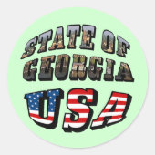 州・オブ・グルジアと米国国旗の文字 ラウンドシール (正面)