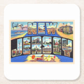 州・オブ・ニュージャージーヴィンテージ大レターはがき スクエアペーパーコースター (正面)