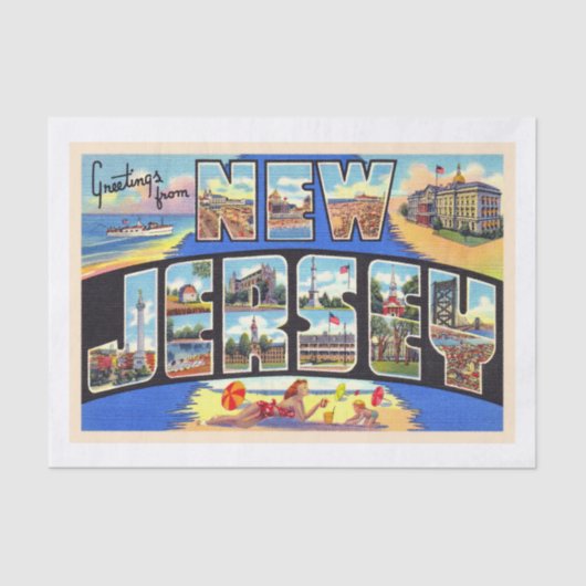 州・オブ・ニュージャージーヴィンテージ大レターはがき 薄葉紙 (正面)