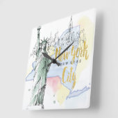 州・オブ・ニューヨーク |自由の女神 スクエア壁時計 (傾斜)