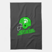 州・オブ・ミシガングリーンホワイト キッチンタオル (縦)