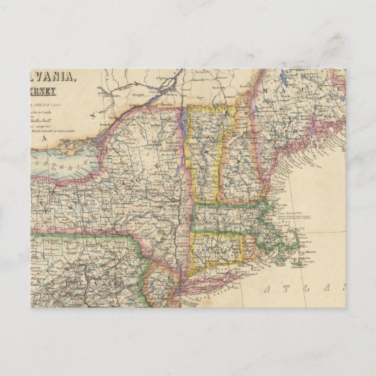 州,ニューハンプシャー,バーモント ポストカード (正面)