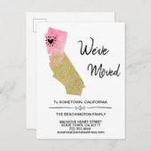 *~*州CALIFORNIA – 新しいアドレスをグリッターで移動 案内ポストカード (正面/裏面)