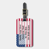 州IDの愛国統一された簡単 ラゲッジタグ (正面縦)