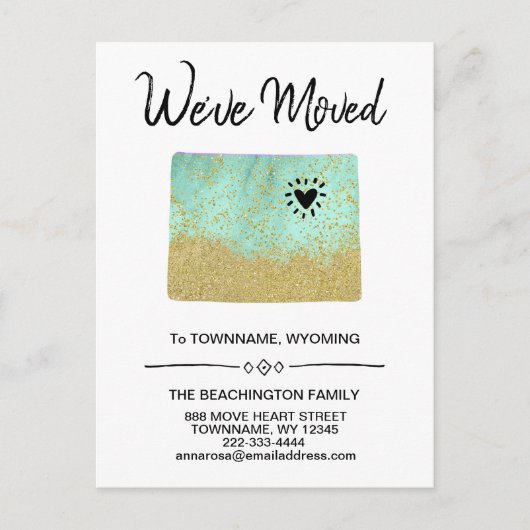*~*州WYOMING – 引越し – 新しい住所 案内ポストカード (正面)