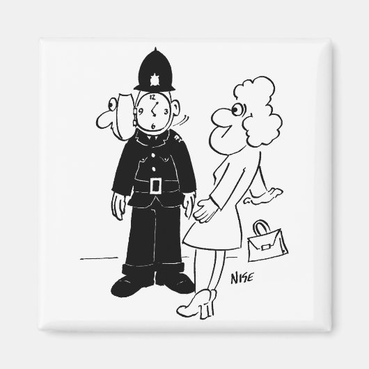 巡査のカッコウ時計ヘルメット マグネット (正面)