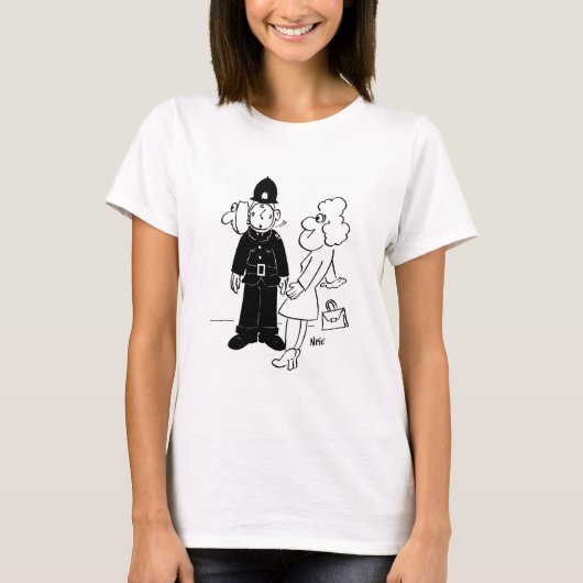 巡査のカッコウ時計ヘルメット Tシャツ (正面)