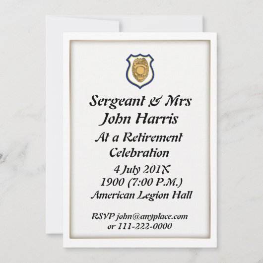 巡査部長の退職招待状 招待状 (裏面)