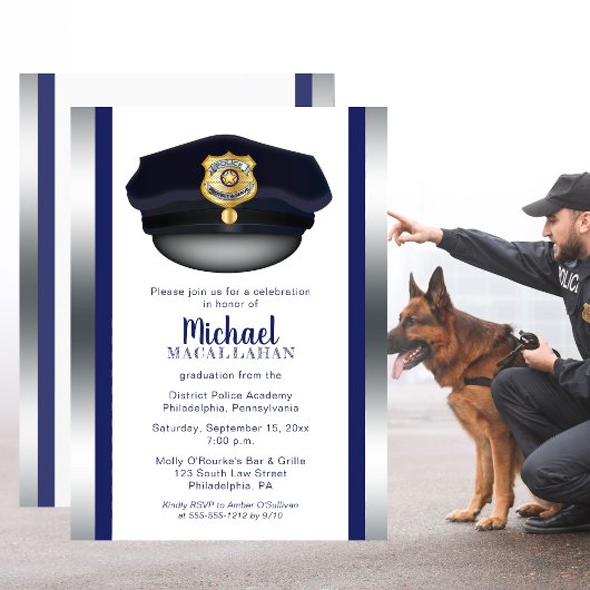 巡査 |警察 | Cop Hat卒業式パーティー 招待状