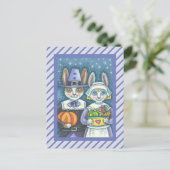 巡礼のウサギたち、慎ましさと品位のある感謝祭のウサギたち ポストカード (スタンド正面)