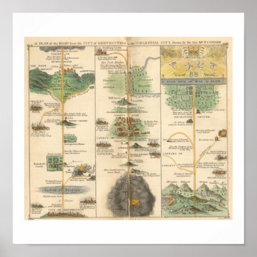 巡礼の旅地図チャート ポスター (正面)