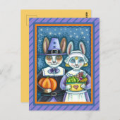 巡礼ウサギ、感謝祭ウサギの収穫、かわいい ポストカード (正面/裏面)