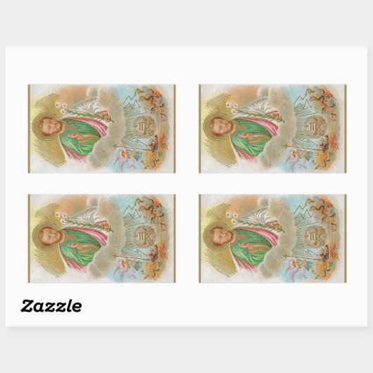 「巡礼カード」の聖ヨセフ(B 01) 長方形シール (シート)