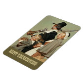 巡礼家族。ヴィンテージアート感謝祭ギフト マグネット (左側)