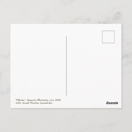 巡礼家族。ヴィンテージアート感謝祭 ポストカード (裏面)