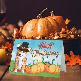 巡礼帽のかわいい感謝祭コルギ カード