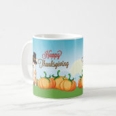 巡礼帽のかわいい感謝祭コルギ コーヒーマグカップ (正面左)