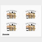 巡礼者とインディアンの感謝祭 楕円形シール (シート)