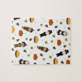 巡礼者とインディアンパターン – 感謝祭 ジグソーパズル (横)