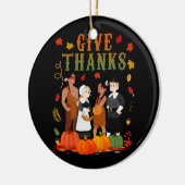 巡礼者と先住民アメリカインディアン感謝祭 セラミックオーナメント (左)