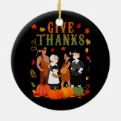 巡礼者と先住民アメリカインディアン感謝祭 セラミックオーナメント (裏面)