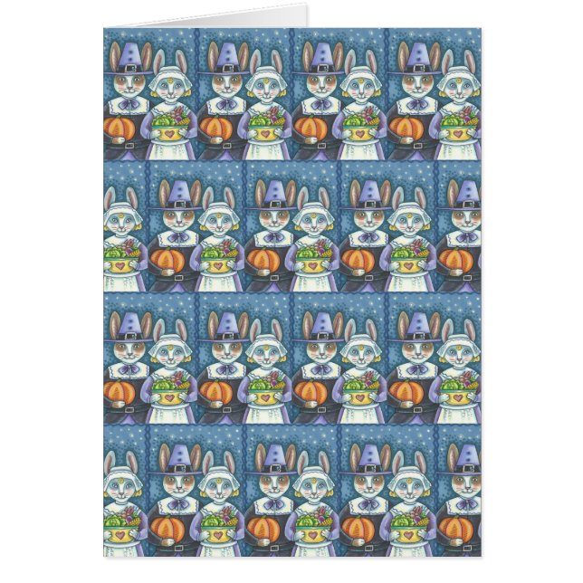 巡礼者のウサギの感謝祭の挨拶状のブランク (正面)