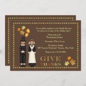 巡礼者のカップルの感謝祭の招待状 招待状 (正面/裏面)