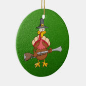 巡礼者の七面鳥がマスケット銃を保持 セラミックオーナメント (右)