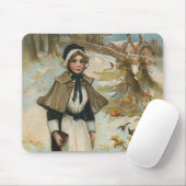 巡礼者の女性に感謝祭の日のご挨拶 マウスパッド (マウス)