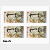 巡礼者の女性に感謝祭の日のご挨拶 長方形シール (シート)