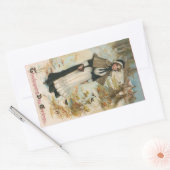 巡礼者の女性に感謝祭の日のご挨拶 長方形シール (封筒)