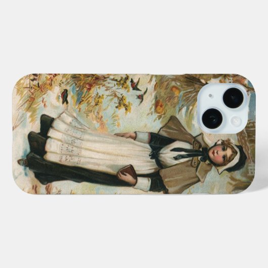 巡礼者の女性に感謝祭の日のご挨拶 Case-Mate iPhoneケース (裏面 (横))