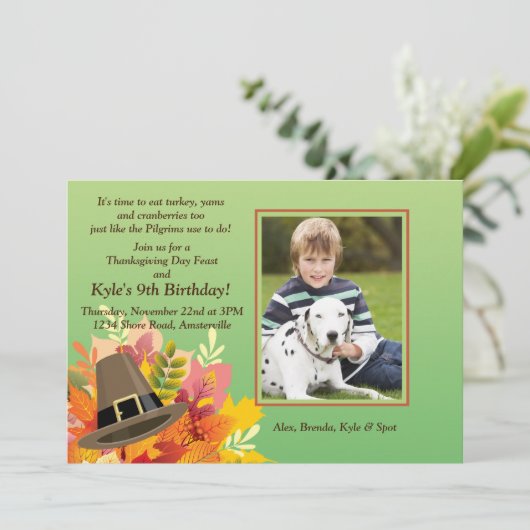 巡礼者の帽子の誕生日の写真の招待状 招待状 (スタンド正面)