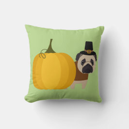 巡礼者の感謝祭のパグ クッション