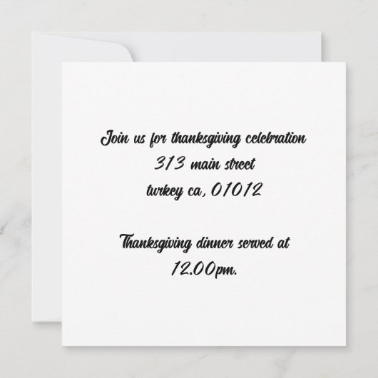 巡礼者の衣装を着たキジ 招待状 (裏面)