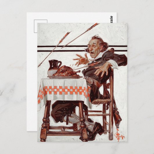 巡礼者を驚かせた。ヴィンテージアート感謝祭 ポストカード (正面/裏面)