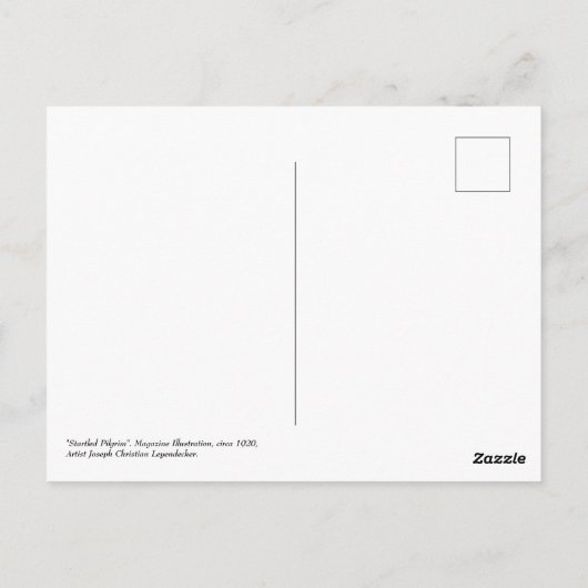 巡礼者を驚かせた。ヴィンテージアート感謝祭 ポストカード (裏面)