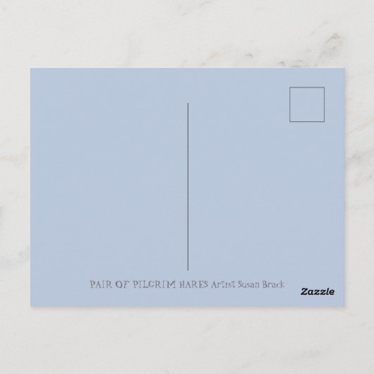 巡礼者ウサギ、プリムと適切な感謝祭のウサギ ポストカード (裏面)
