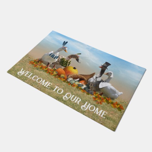 巡礼者ガチョウとアヒル感謝祭 ドアマット (アングル)