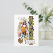 巡礼者、プラムとカボチャのヴィンテージ感謝祭 シーズンポストカード (スタンド正面)