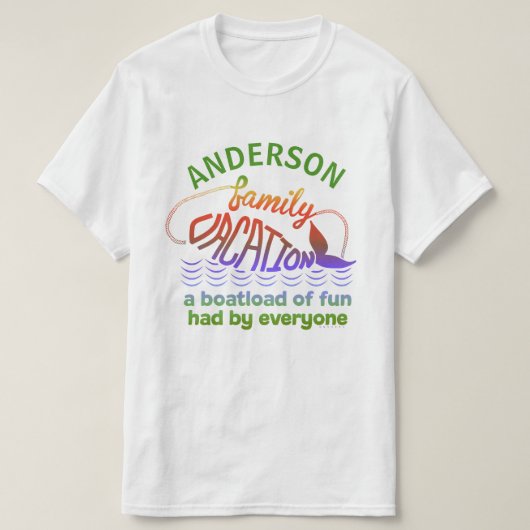 巡航のビーチの家族休暇のおもしろいな名前をカスタムする Tシャツ (デザイン正面)