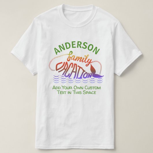 巡航のビーチの家族休暇の魚|の名前をカスタムするV2 Tシャツ (デザイン正面)