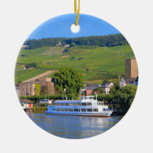 巡航のボート、Rudesheim、ドイツ セラミックオーナメント
