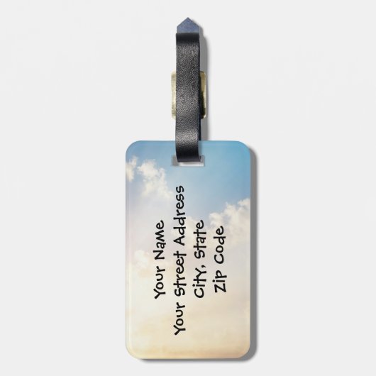 巡航の荷物のラベルw/Leatherの革紐-海日! ラゲッジタグ (裏面縦)